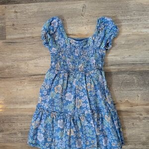 jumping beans Blue Floral Smocked Dress with Puff Sleeves